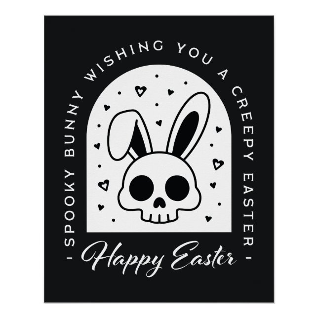 Poster Creepy Happy Easter bunny skull gothic aesthetic (Devant)