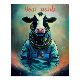 Poster Créer votre propre vache dans l'astronaute spatial