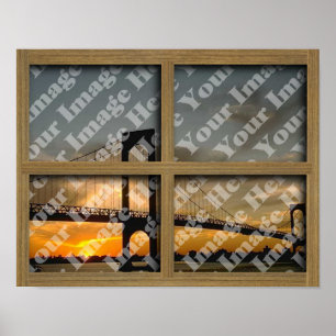 Poster Créez votre propre cadre de fenêtre en bois Brown 