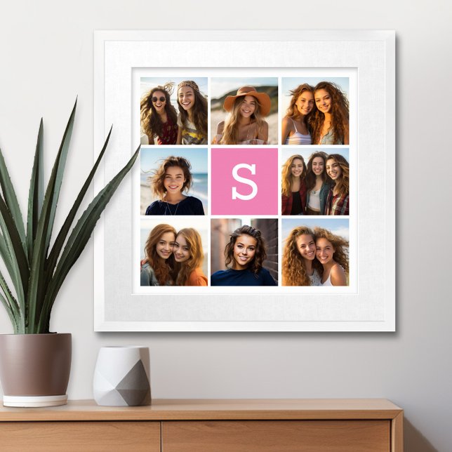 Poster Créez Votre Propre Collage Instagram Monogramme Pe (Personalized Wall Art with a Photo Collage and Monogram)