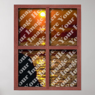 Poster Créez Votre Propre Fenêtre Avec Un Cadre En Bois R