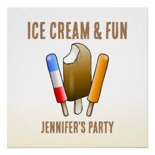 Poster Crème de glace et Amusants Anniversaire