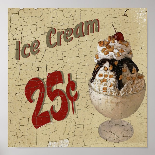 Poster Crème glacée 25 cents (Devant)