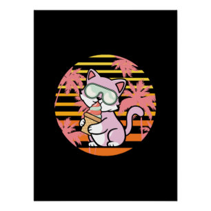 Poster Crème glacée Cat 90s