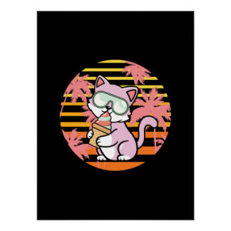 Poster Crème glacée Cat 90s