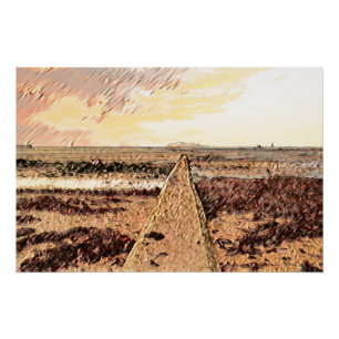 Poster Crépuscule côtier : Aquarelle de la plage d'Ardros