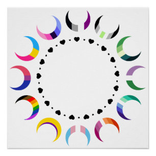 Poster Crescent Pride Lunes et Coeurs Noirs