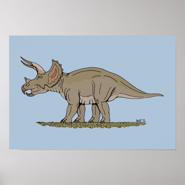 Poster Cretaceous Dinosaur Triceratops (Devant)