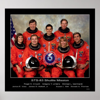 Poster Crew of the STS-83 Shuttle Mission...