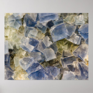 Poster Cristaux fluorites bleus dans la matrice
