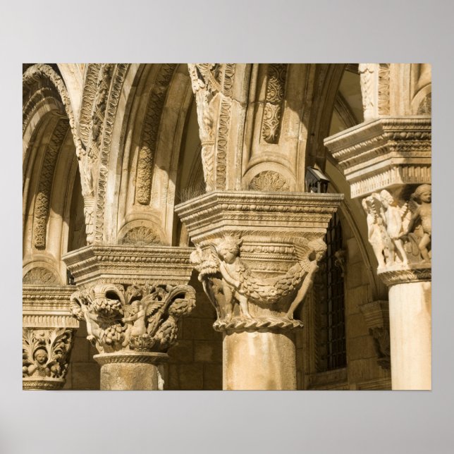 Poster Croatia, Dalmatia, Dubrovnik. Stone arches and (Devant)