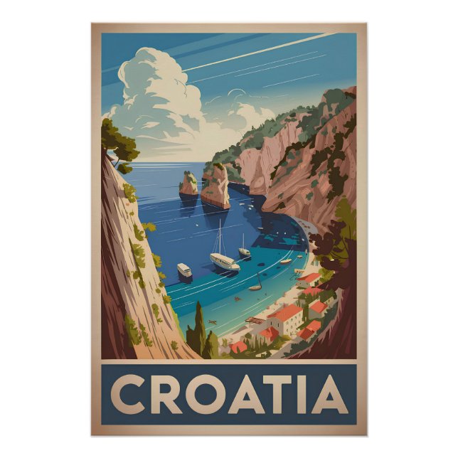 Poster Croatie vintage (Devant)