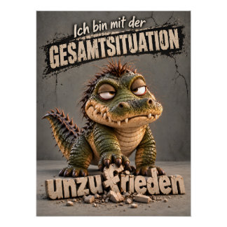 Poster croco grincheux mécontent | dicton 