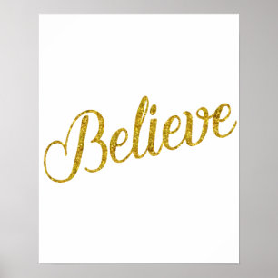 Poster Croire Gold Faux Parties scintillant Metallic Insp