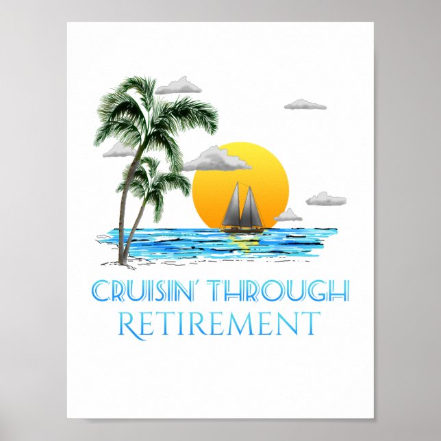 Poster Croisière Nautique Drôle À La Retraite (Devant)