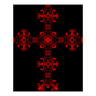Poster Croix avec ornement rouge