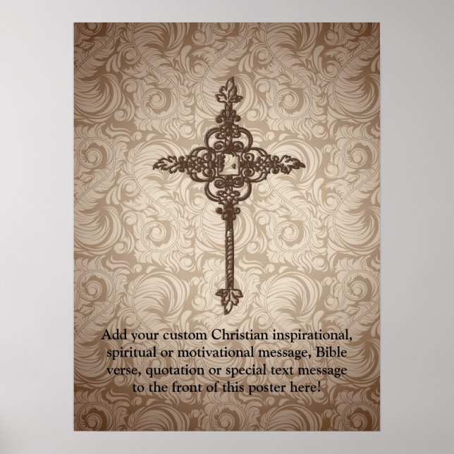 Poster Croix chrétienne élégante avec fond en spirale (Devant)