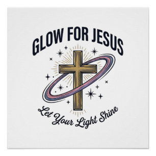 Poster Croix chrétienne Glow for Jesus Vintage Vector