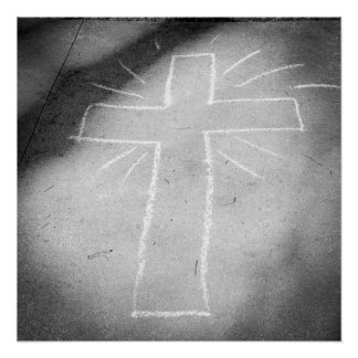 Poster Croix de Chalk Art Sidewalk