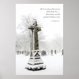 Poster Croix de neige : 1 Corinthiens 13:13 - Inspiration