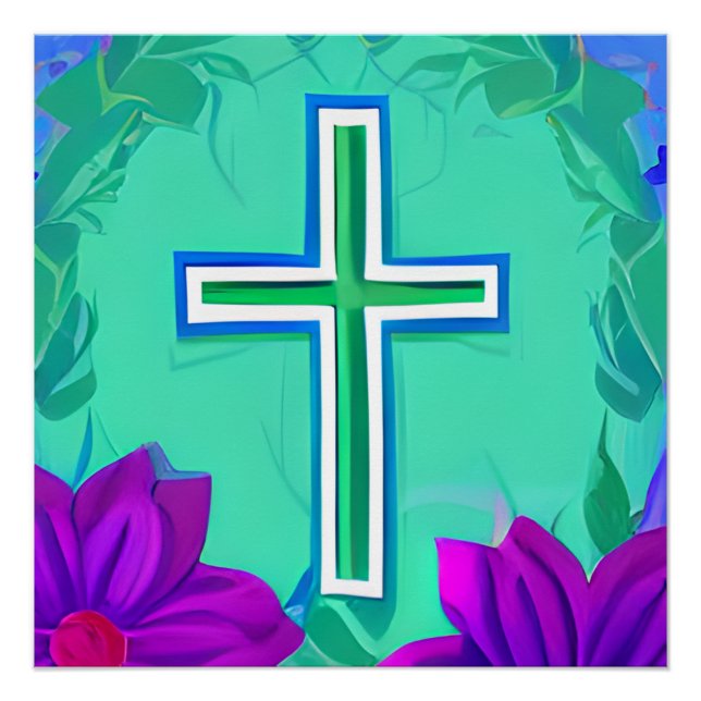 Poster Croix Dieu aime Jésus Sauvons l'Église chrétienne  (Devant)