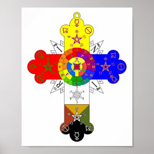 Poster Croix Rose Rosicrucienne Lamen