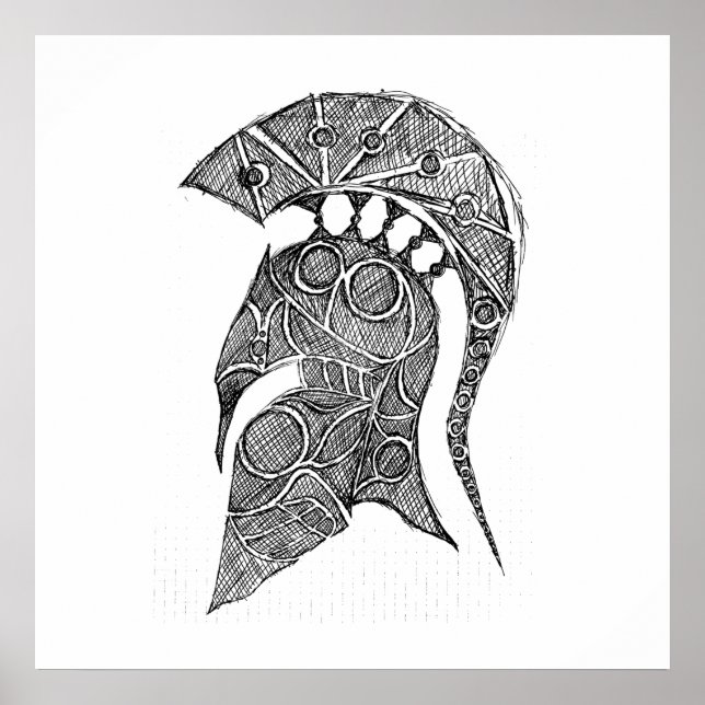 Poster Croquis de casque spartiate (Devant)