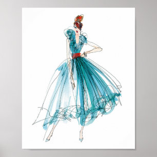 Poster Croquis de mode de couture d'Apple sauvage Haute