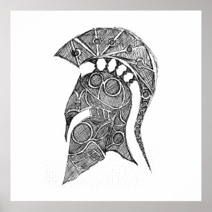Poster Croquis spartiate de casque