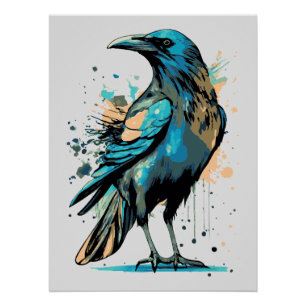 Poster Crow Mystic - Black Raven Illustration