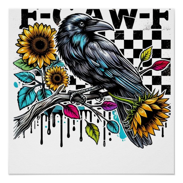 Poster Crow Raven F-CAW-F Drôle Halloween (Devant)