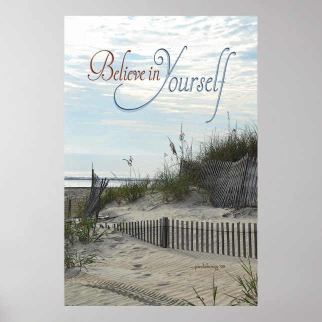 Poster Croyez en vous (plage, dunes, clôture, avoine mari (Devant)