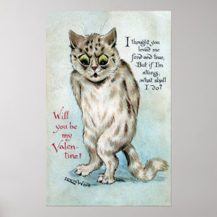 Poster Cru piqué Valentine de chat