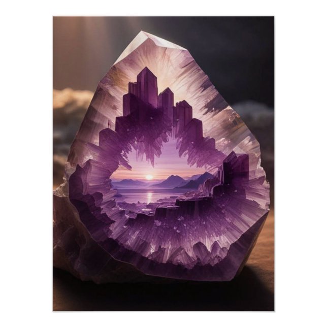 Poster Crystal Amethyst Imaginaire Sunrise Paysage (Devant)