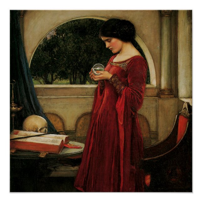 Poster Crystal Ball Woman Waterhouse Peinture (Devant)