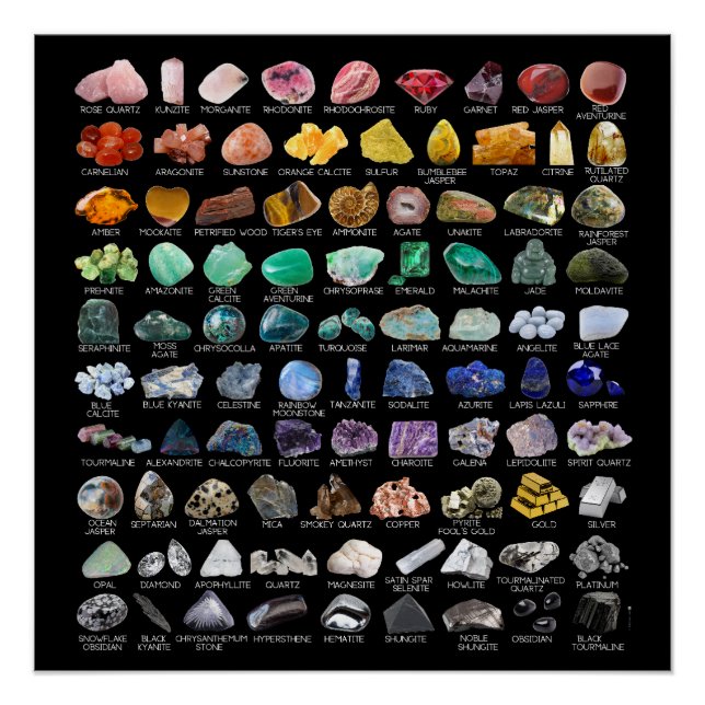 Poster Crystal Collection Rainbow Rocks Carré de géologie (Devant)