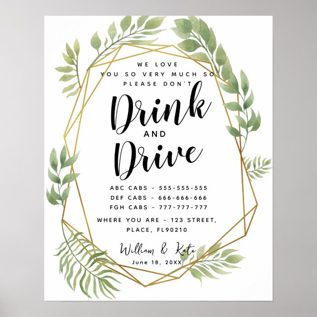 Poster Crystal party Les taxis ne boivent pas et ne condu (Devant)