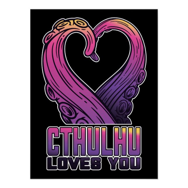 Poster Cthulhu vous aime Tentacles Lovecraft (Devant)