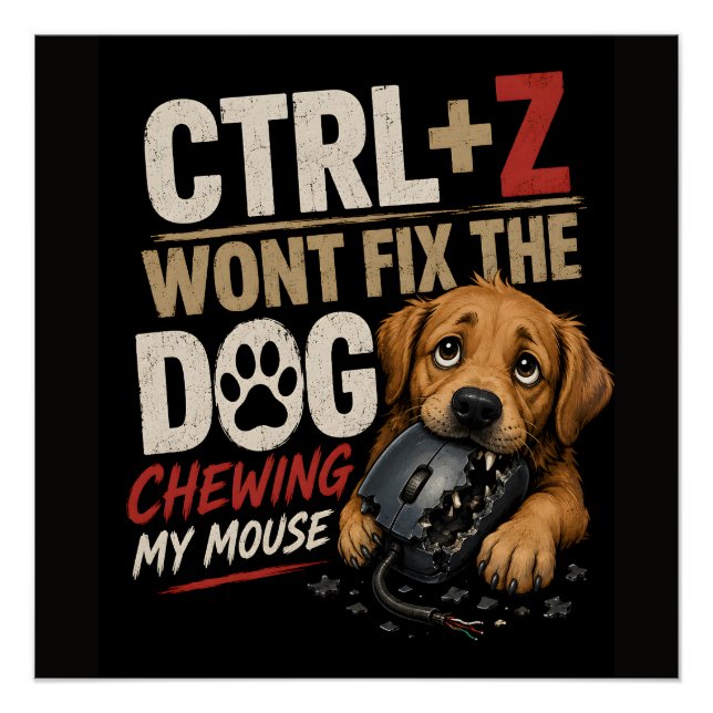 Poster CTRL + Z Ne Réparera Pas le Chien Qui Mâche Ma Sou (Devant)