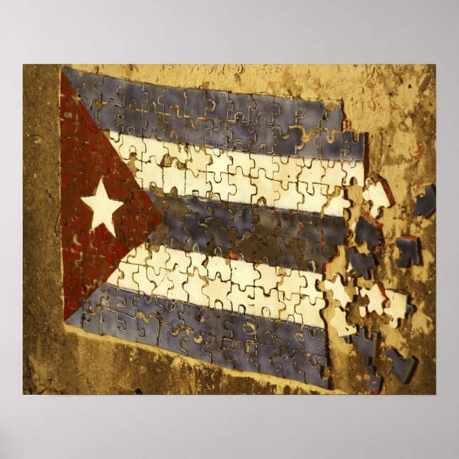 Poster CUBA, La Havane. Puzzle mosaïque du drapeau cubain (Devant)