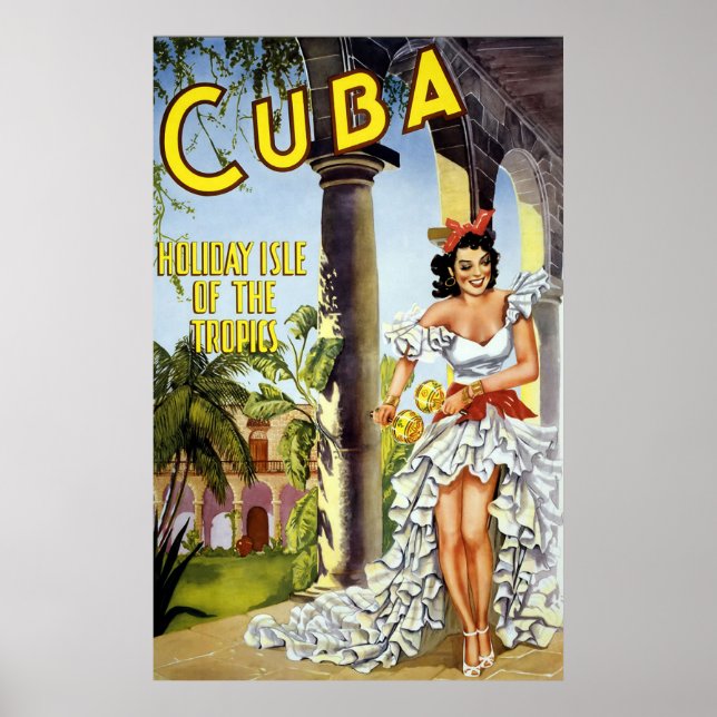 Poster Cuba L'Île De Vacances Des Tropiques (Devant)