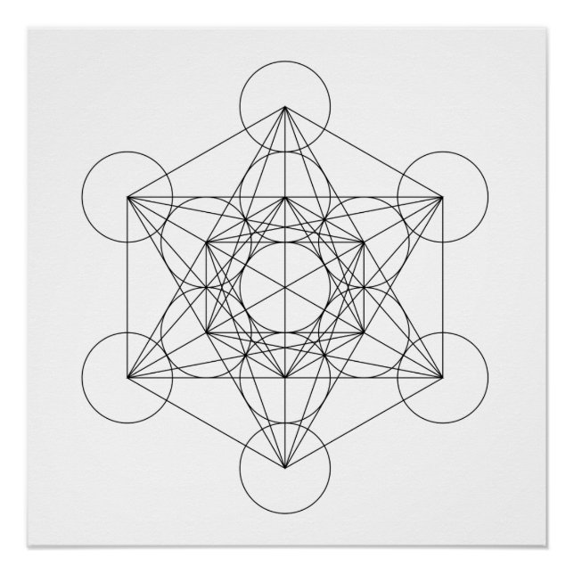 Poster Cube de Metatron noir et blanc (Devant)