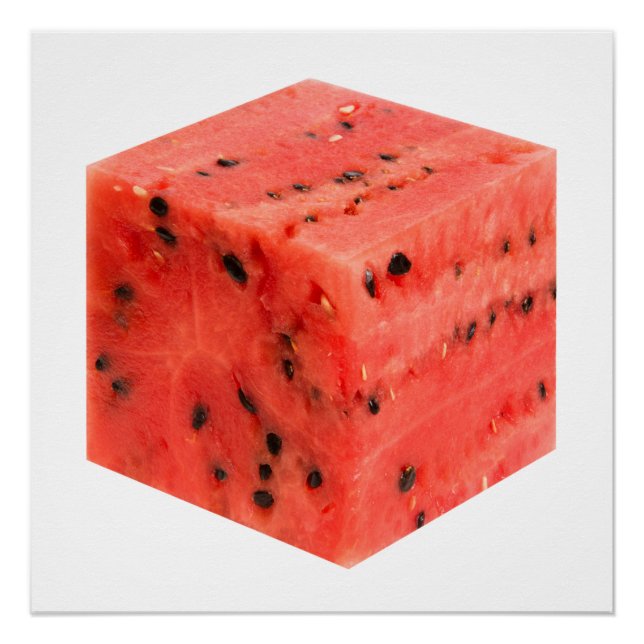 Poster Cube d'origine frais de pastèque rouge sucrée (Devant)