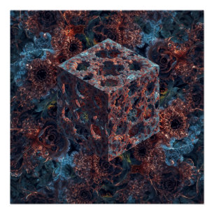 Poster Cube fractal avec découpe de Mandelbrot
