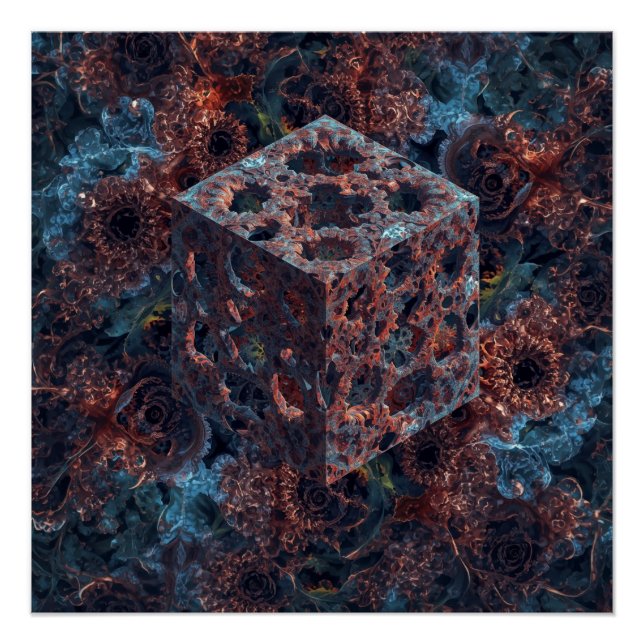 Poster Cube fractal avec découpe de Mandelbrot  (Devant)
