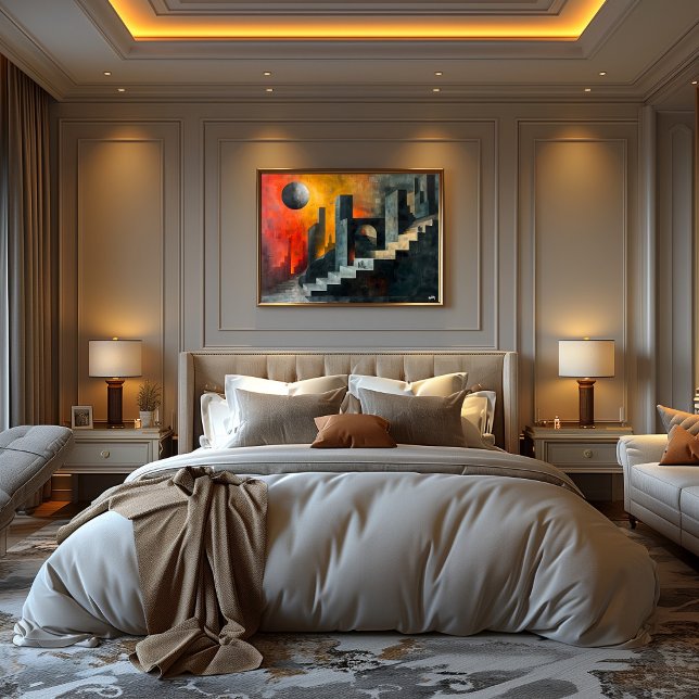 Poster Cubismo: Ciudad de Sombras y Luz Crepuscular (Créateur téléchargé)