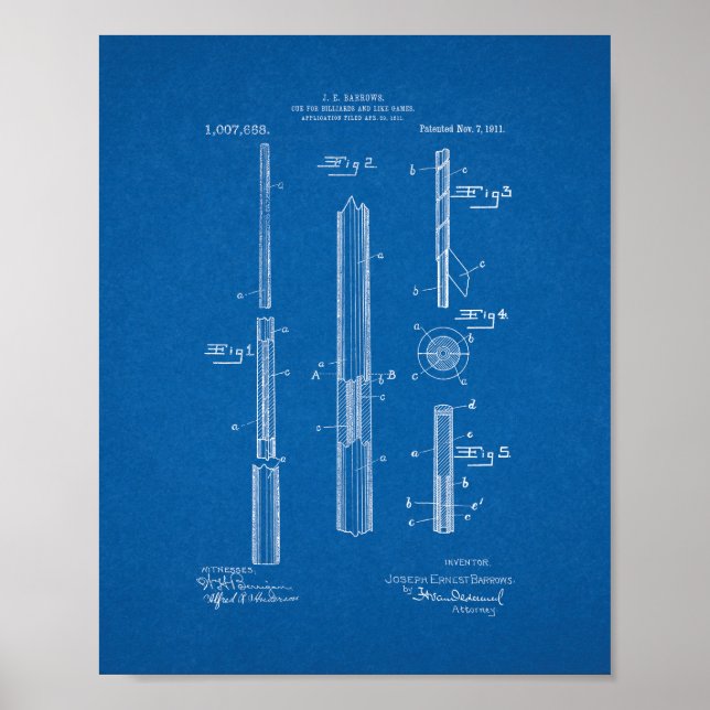 Poster Cue Pour Billard Et Jeux Similaires Brevet - Bluep (Devant)
