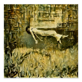 Poster Cuerpo Femenino flotando bellamente en el océano.