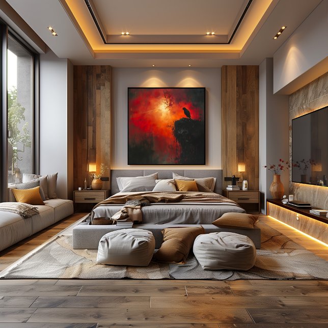 Poster Cuervo Solitario: El Abrazo Ardiente del Atardecer (Créateur téléchargé)