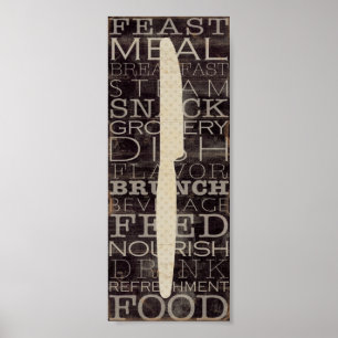 Poster Cuisine couteau avec mots